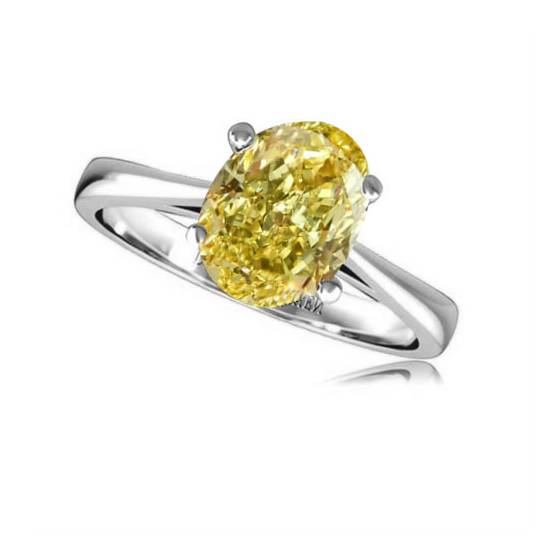0.60ct VS2/FY Oval Yellow Diamond Solitaire Ring in Platinum