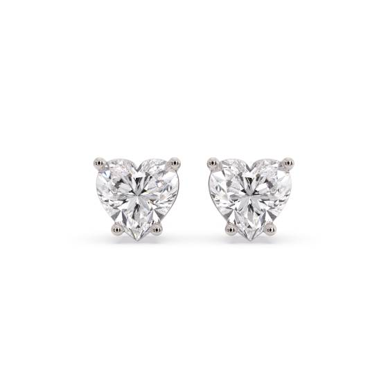 Classic Heart Diamond Stud Earrings