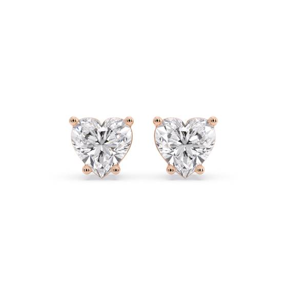 Classic Heart Diamond Stud Earrings