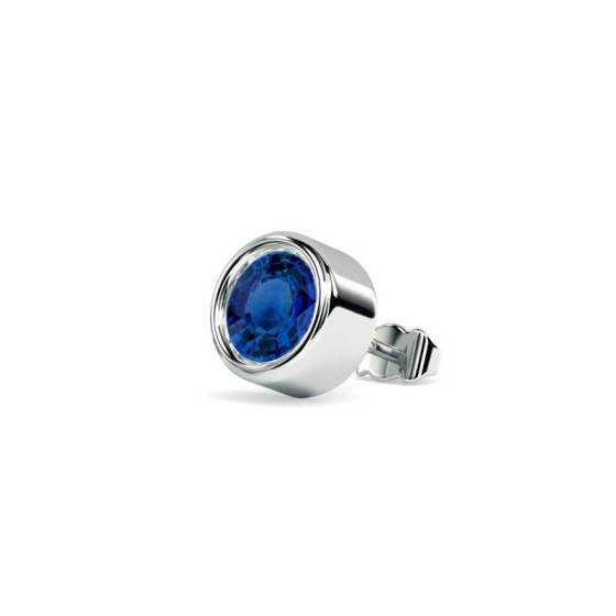 Mens Blue Sapphire Gemstone Single Stud Earring