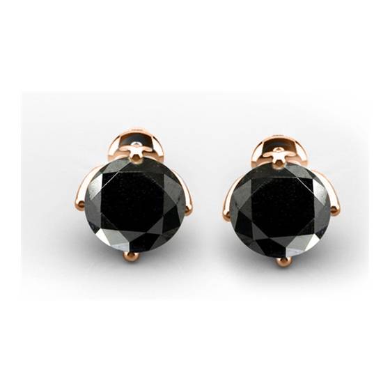 Round Black Diamond Earrings