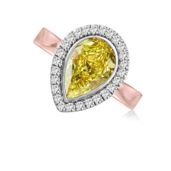 Fancy Yellow Pear Diamond Cluster Ring