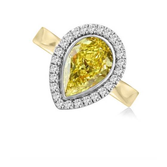 Fancy Yellow Pear Diamond Cluster Ring