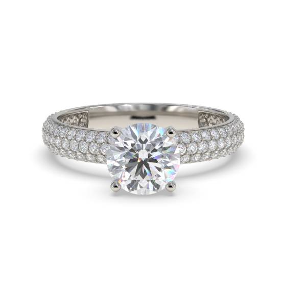 Three Row Vintage Round Diamond Ring