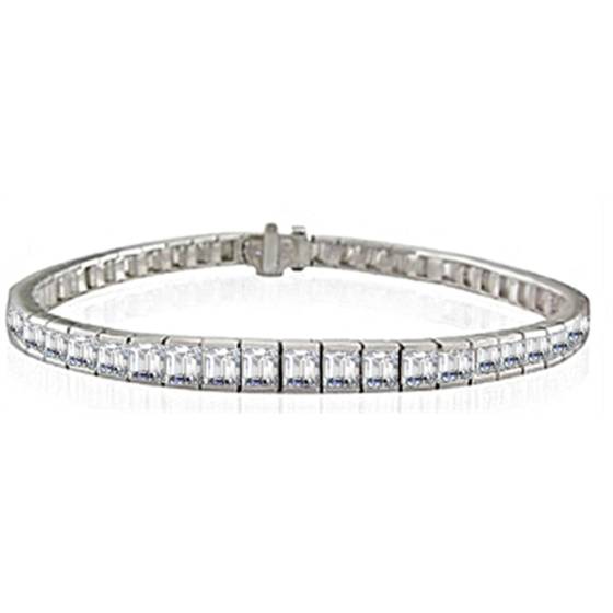 Modern Emerald Diamond Bezel Set Tennis Bracelet