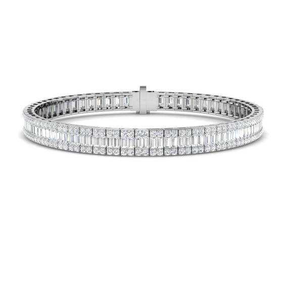 6.29ct VS/F-G Natural Round Cut Diamond 7 Inch Designer Bracelet in 18k White Gold