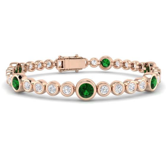 Round Cut Emerald Gemstone Bracelet