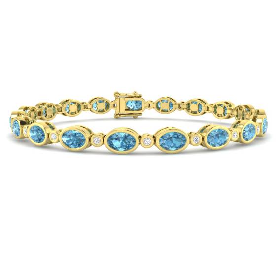 Oval Cut Aquarmine Gemstone Bracelet