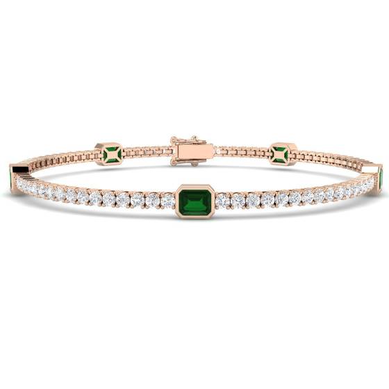 Emerald Cut Green Emerald Gemstone Bracelet