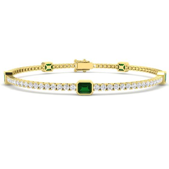 Emerald Cut Green Emerald Gemstone Bracelet