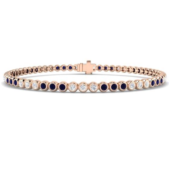 Round Cut Blue Sapphire Gemstone Bracelet