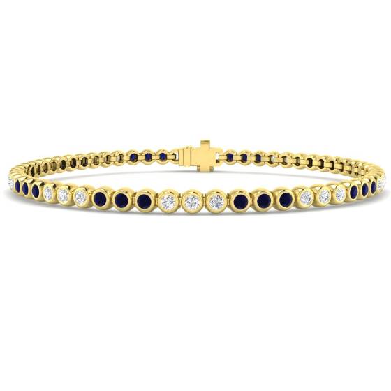 Round Cut Blue Sapphire Gemstone Bracelet