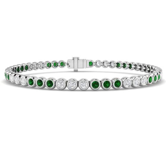 Round Cut Emerald Gemstone Bracelet