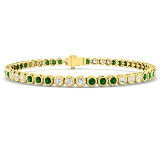 Round Cut Emerald Gemstone Bracelet