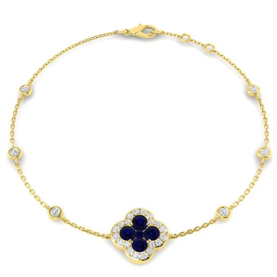 Round Cut Blue Sapphire Gemstone Bracelet