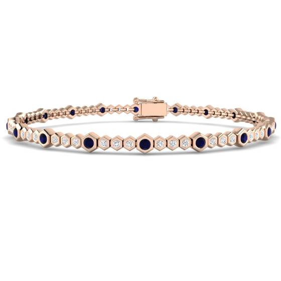 Round Cut Blue Sapphire Gemstone Bracelet
