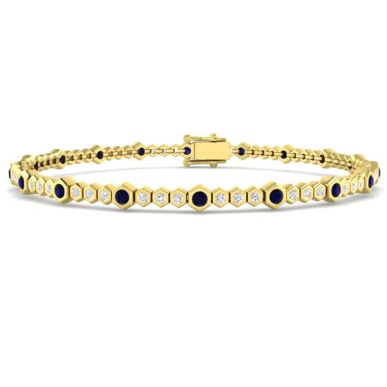 Round Cut Blue Sapphire Gemstone Bracelet