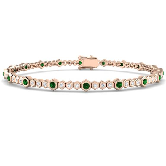 Round Cut Emerald Gemstone Bracelet