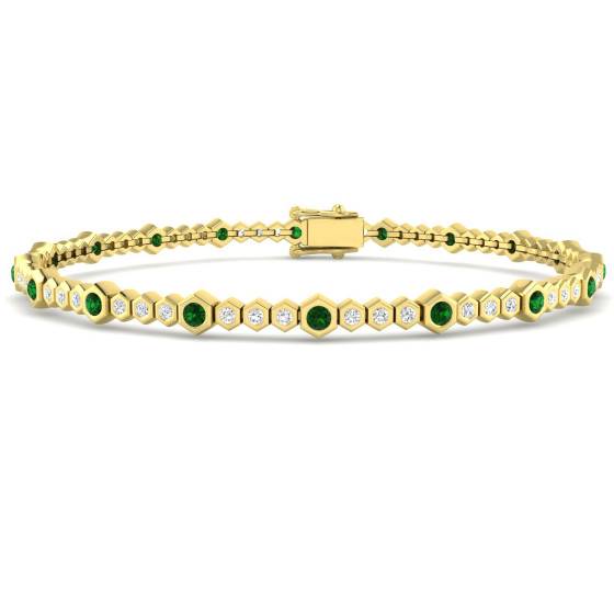Round Cut Emerald Gemstone Bracelet