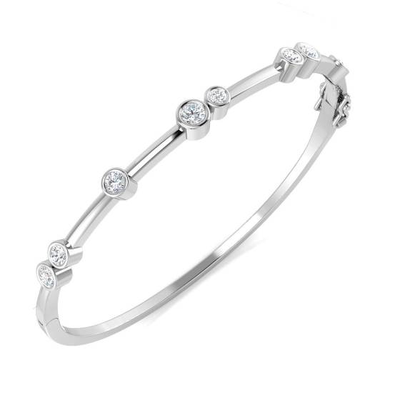 Round Diamond Set Bezel Bangle