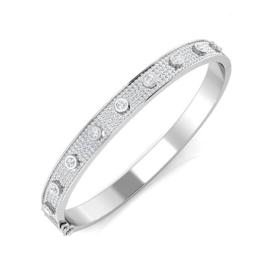 Round Diamond Bezel Set Bangle