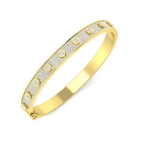 Round Diamond Bezel Set Bangle