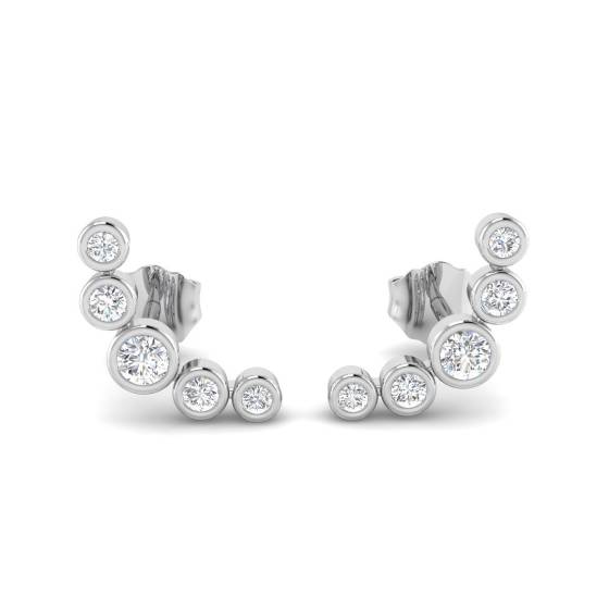 Round Diamond Crawler Earrings