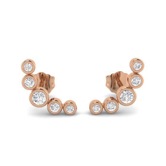 Round Diamond Crawler Earrings