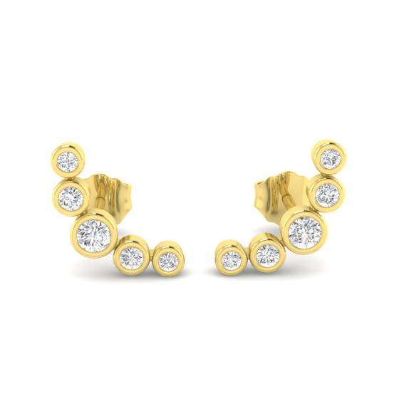 Round Diamond Crawler Earrings