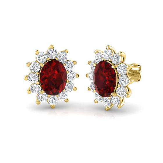 6.48ct VVS/E-F Oval Cut Ruby Halo Earrings
