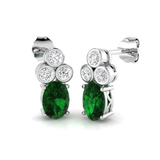 Oval Cut Green Emerald Gemstone Drop Earrings