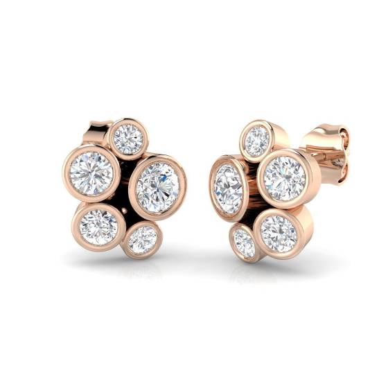 Round Diamond Designer Bubble Earrings