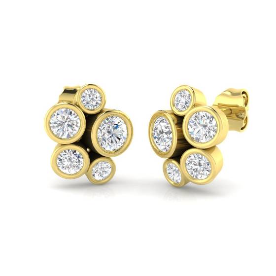 Round Diamond Designer Bubble Earrings