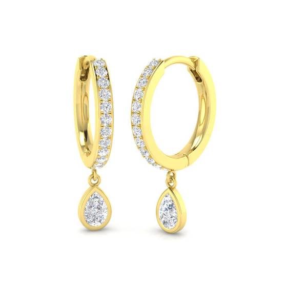 Round and Pear Diamond Hoop Earrings