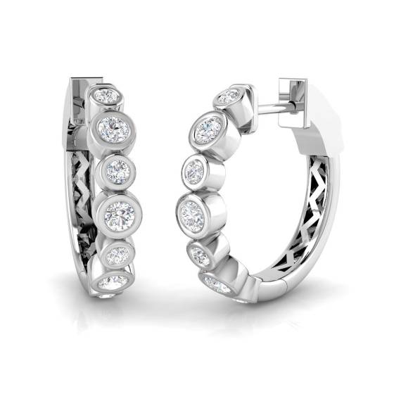 Round Diamond Designer Hoop Earrings