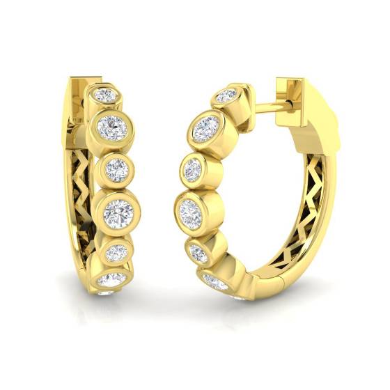 Round Diamond Designer Hoop Earrings