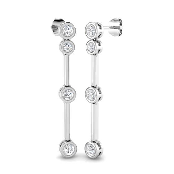 Round Diamond Drop Earrings