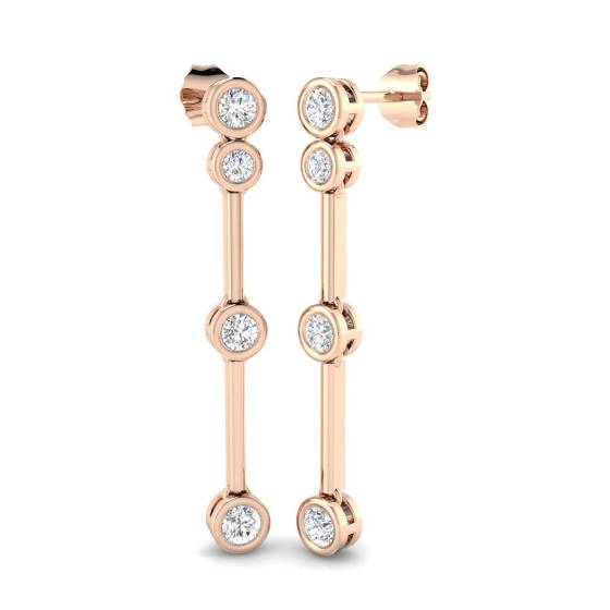 Round Diamond Drop Earrings