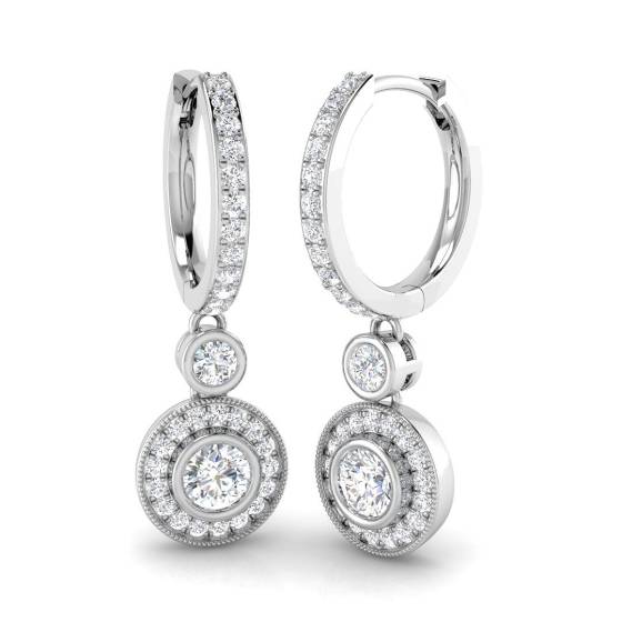Round Diamond Designer Drop Earrings