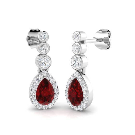Pear Cut Ruby Gemstone Drop Earrings