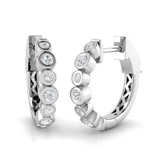 Round Diamond Designer Hoop Earrings
