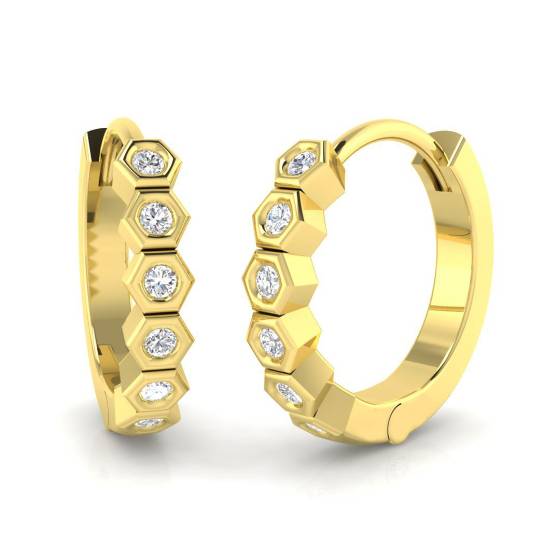 Round Diamond Designer Hoop Earrings