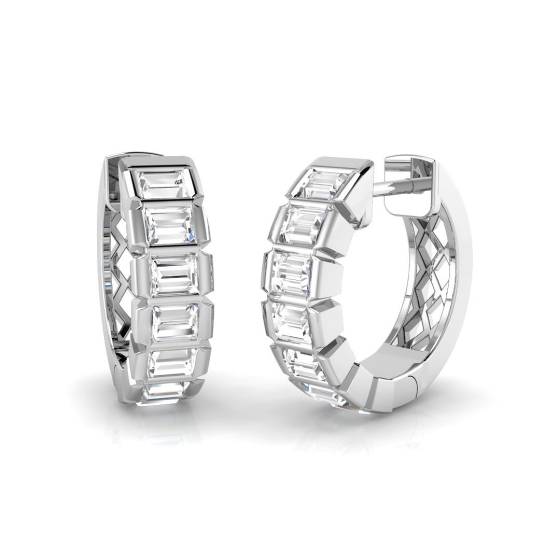 Baguette Diamond Designer Hoop Earrings