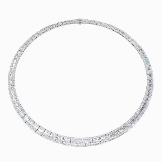 17.00ct VS/E-F Round cut Natural Diamonds Cluster Necklace