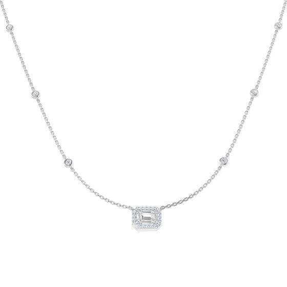 Round and Baguette Diamond Necklace