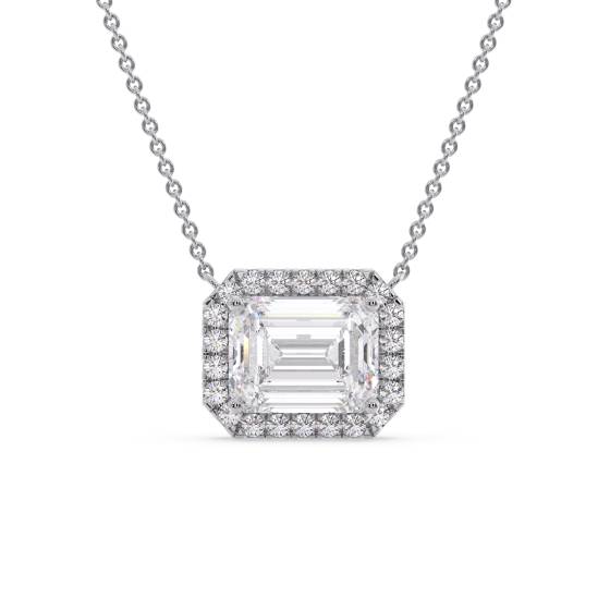 Round and Baguette Diamond Necklace
