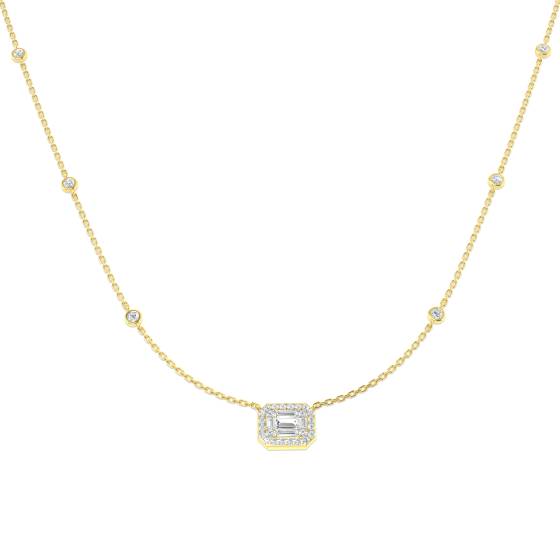 Round and Baguette Diamond Necklace