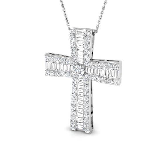 2.30ct VS/E-F Round cut Natural Diamonds Cross Pendant