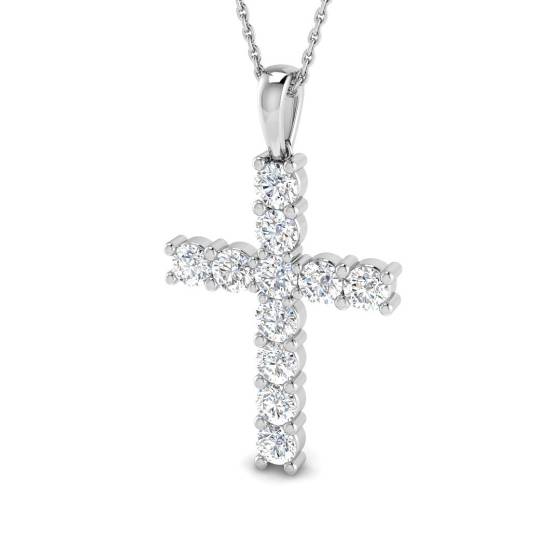 1.49ct VS/F-G Round cut Natural Diamonds Cross Pendant