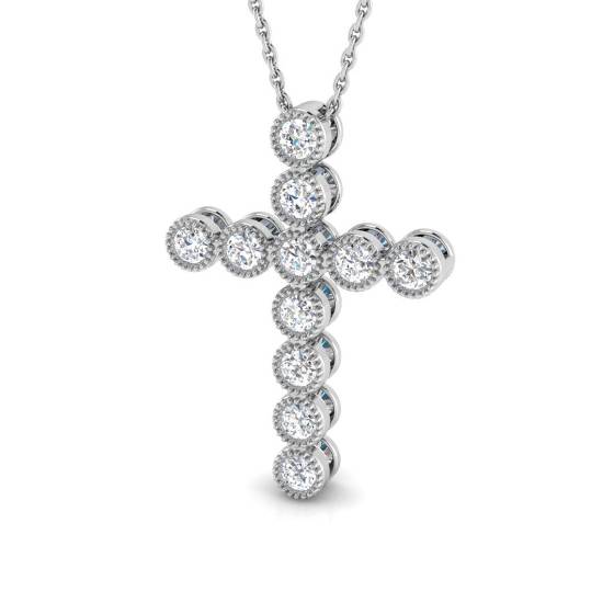 Round Diamond Cross Pendant